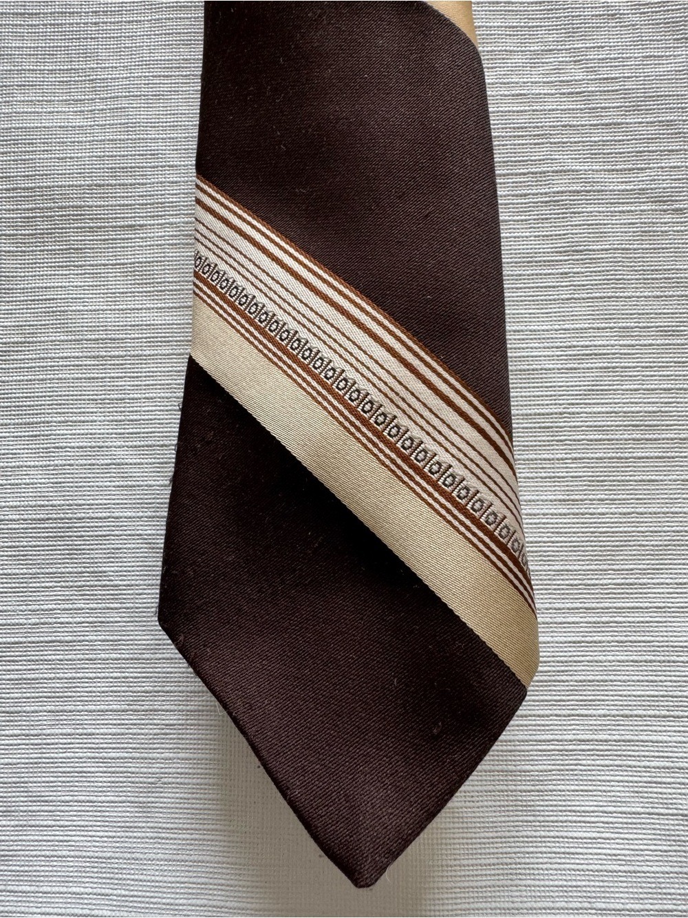 Dior Brown Tie with Cream and Light Brown Stripes